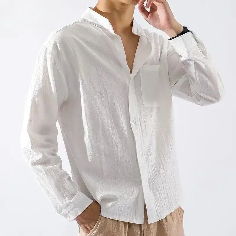 Male Shirts Linen with Pocket