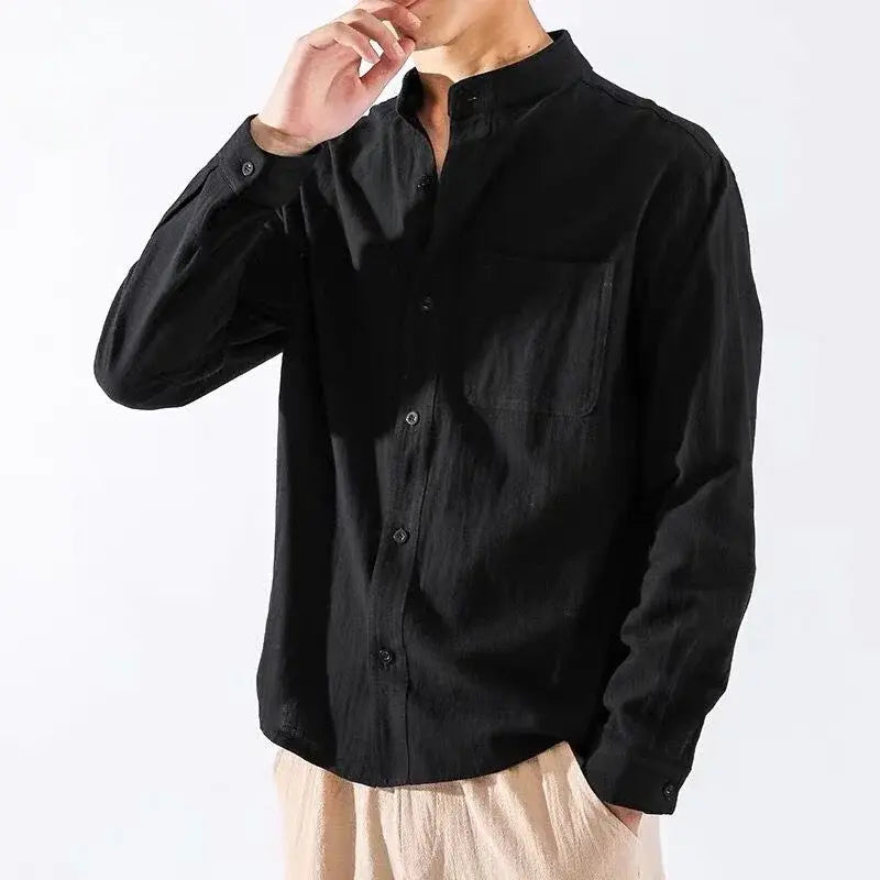 Male Shirts Linen with Pocket