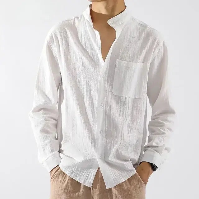 Male Shirts Linen with Pocket