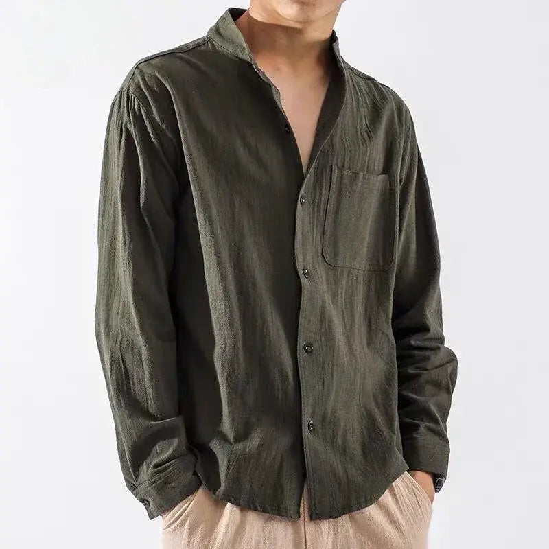 Male Shirts Linen with Pocket