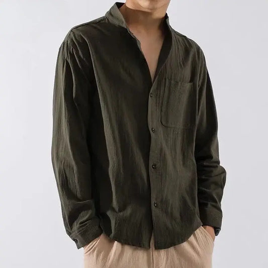 Male Shirts Linen with Pocket