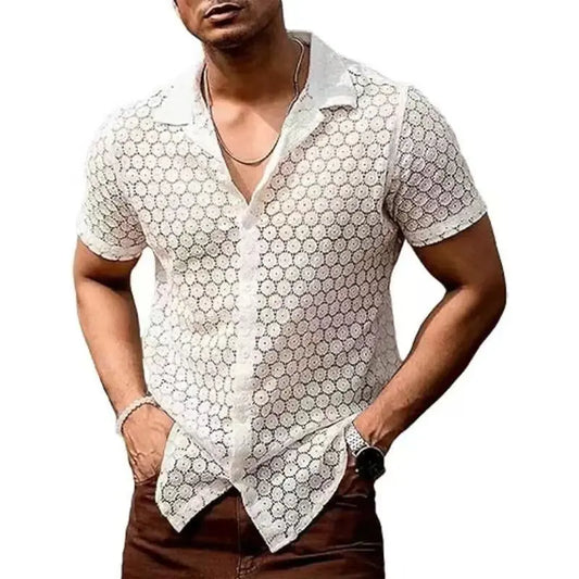 Men's Lace Short Sleeve Shirt