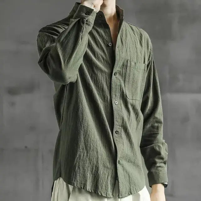 Male Shirts Linen with Pocket